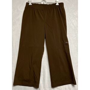 Additions by Chico's Women's Brown Capri Pants Elastic Waist Zip Pocket Size 0